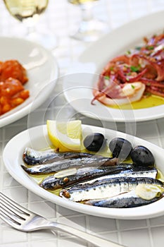 Marinated anchovies, spanish tapas food