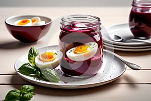 marinated boiled eggs in beet juice