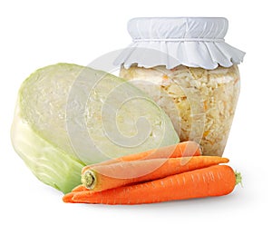 Marinated cabbage (sauerkraut) in glass jar