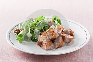 Marinated chicken breast with salad