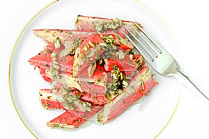 Marinated Crab Sticks in Butter with Lemon