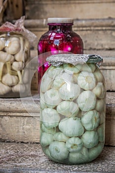 Marinated garlic jar