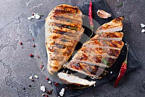 Marinated grilled healthy chicken breasts