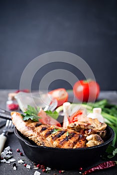 Marinated grilled healthy chicken breasts