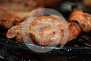 Marinated grilled Steak On The Hot BBQ Charcoal Grill