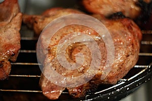 Marinated grilled Steak On The Hot BBQ Charcoal Grill