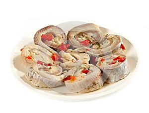 Marinated herring rolls