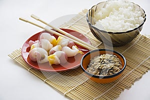 Marinated korean molluscs and coral mushroom