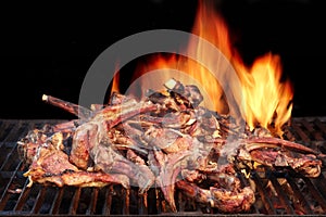 Marinated Lamb Ribs in BBQ Souse on the Hot Grill