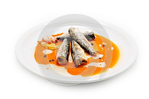 Marinated mackerel in tomato souce