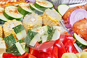 Marinated meat and vegetables