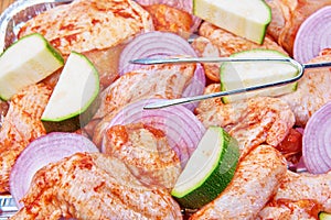 Marinated meat and vegetables