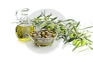 Marinated olives and olive oil