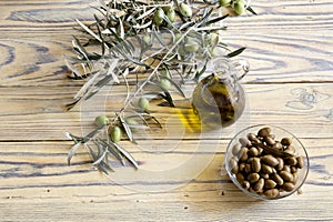 Marinated olives and olive oil