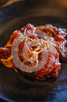 Marinated raw beef