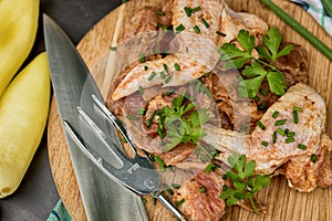 Marinated raw chicken wings prepared for grilling