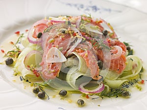 Marinated Salmon with Cucumber Salad