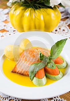 Marinated Salmon with potato and carrots