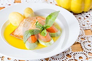 Marinated Salmon with potato and carrots