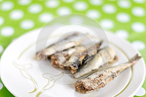 Marinated sardines served on the plate