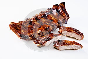 Marinated sticky spare ribs with copy space