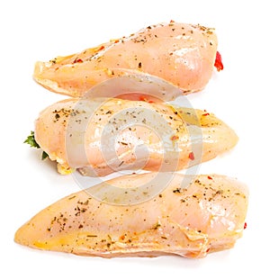Marinated and stuffed chicken breast fillet