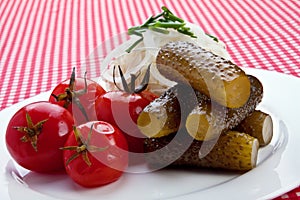 Marinated tomato and cucumber