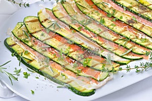 Marinated zucchini with ham