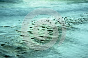 Marine abstract background. Emerald folna, blurry spots.