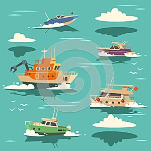 Marine background with ships