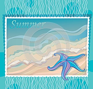 Marine background with starfish