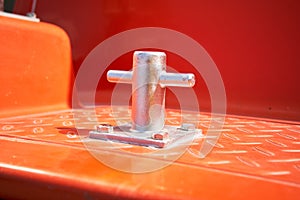 Marine Boat Yacht Steel Mooring Bitt Cross Bollard Totally Enclosed lifeboat closeup