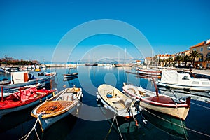 Marine with boats in the city Supetar