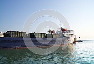 Marine cargo ship at the port