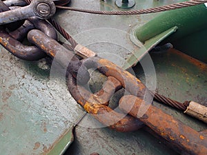 Marine chain with light rust on the surface photo