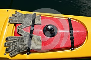 Marine compass and gloves