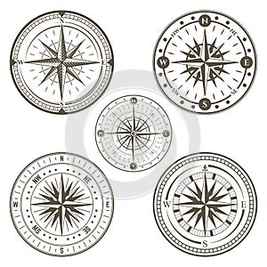 Marine compass line art set