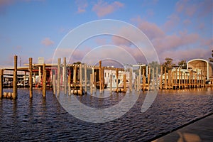 Marine Construction,  a new dock being built on the Ortega River in Jacksonville Florida