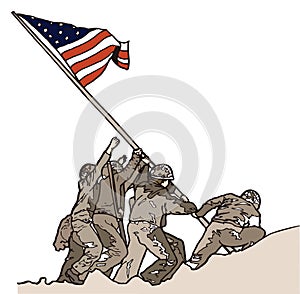 marine corps war iwo jima monument arlington virginia america travel vector illustration transparent background