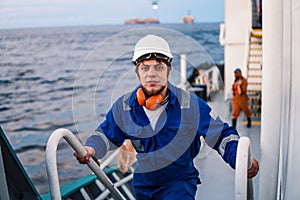 Marine Deck Officer or Chief mate on deck of offshore vessel