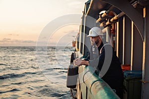 Marine Deck Officer or Chief mate on deck of offshore vessel or ship