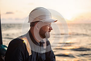 Marine Deck Officer or Chief mate on deck of offshore vessel or ship