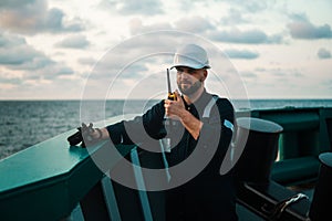 Marine Deck Officer or Chief mate on deck of offshore vessel or ship