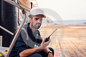 Marine Deck Officer or Chief mate on deck of vessel or ship