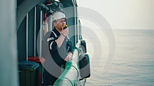 Marine Deck Officer or Chief mate on deck of vessel or ship