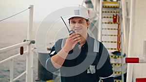 Marine Deck Officer or Chief mate on deck of vessel or ship