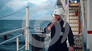 Marine Deck Officer or Chief mate on deck of vessel or ship