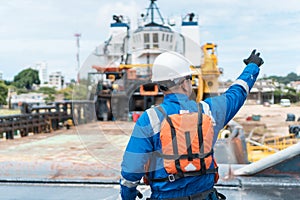 Marine Deck Officer or seaman on deck of vessel or ship