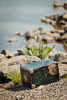 Treasure chest on a beach