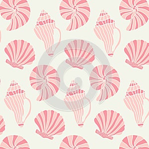 Marine delicate seamless pattern with shells. Summer pastel background